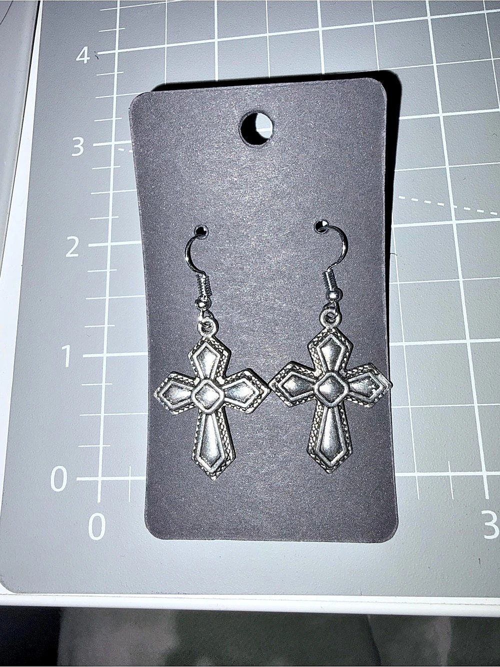 Cross Drop Earrings in Silver emo